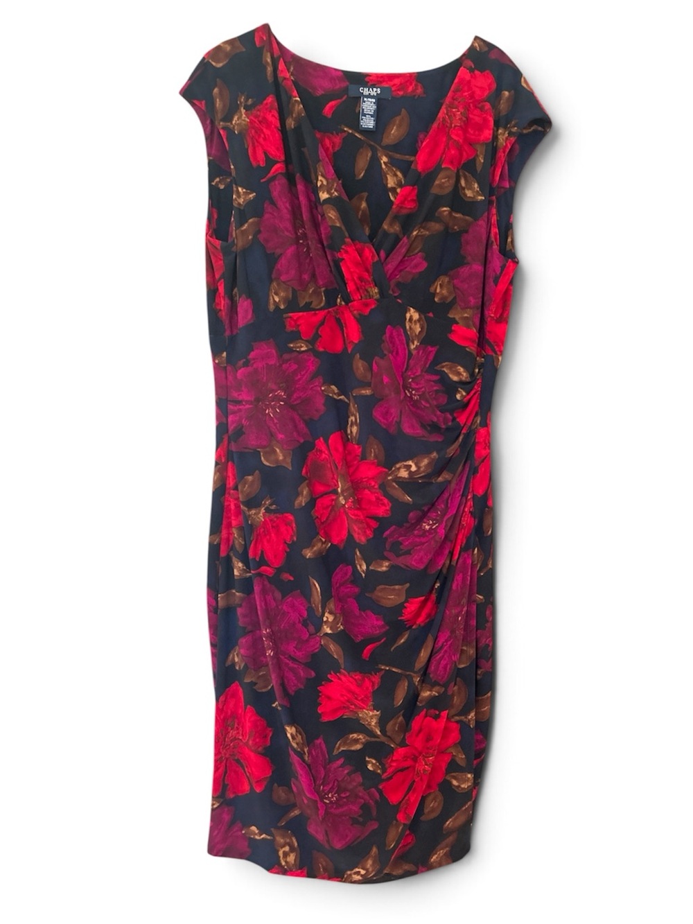 Chaps Floral Faux Wrap Sheath Dress | Size XL